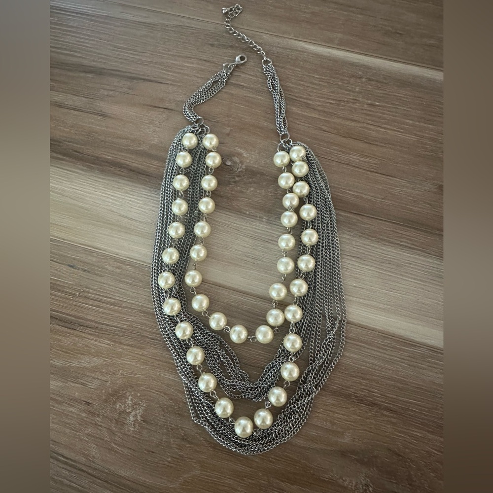 Vintage Multi Pearl/Chain Necklace Y2K